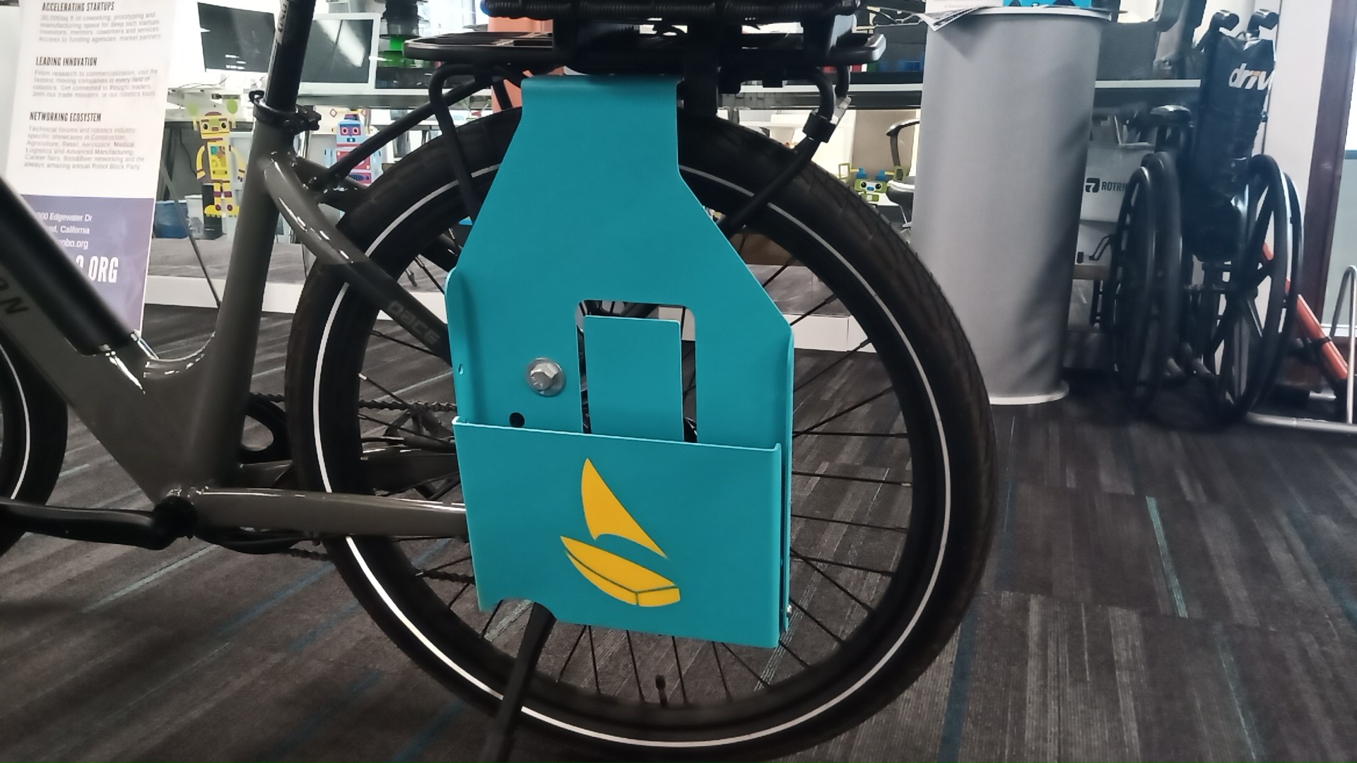 Finished painted rack mounted on bike