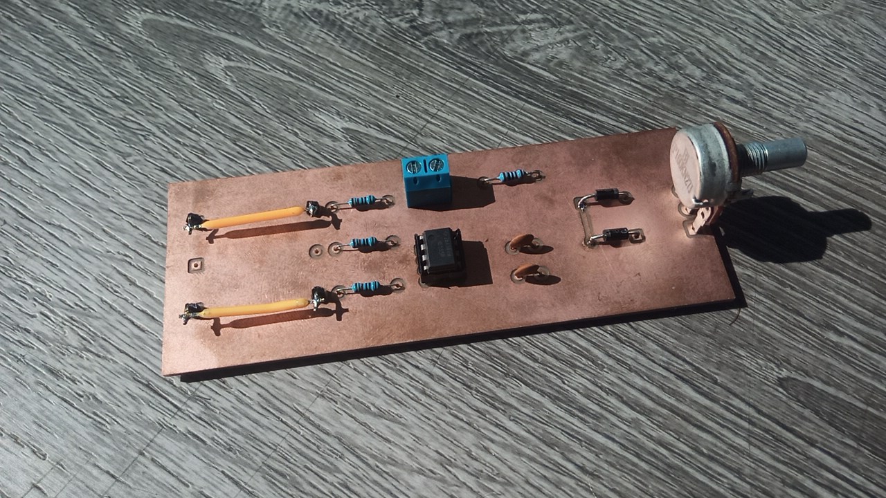 Milled and assembled PCB — front