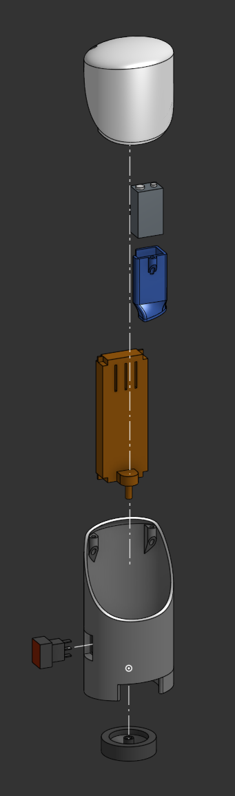 Exploded view of lamp assembly